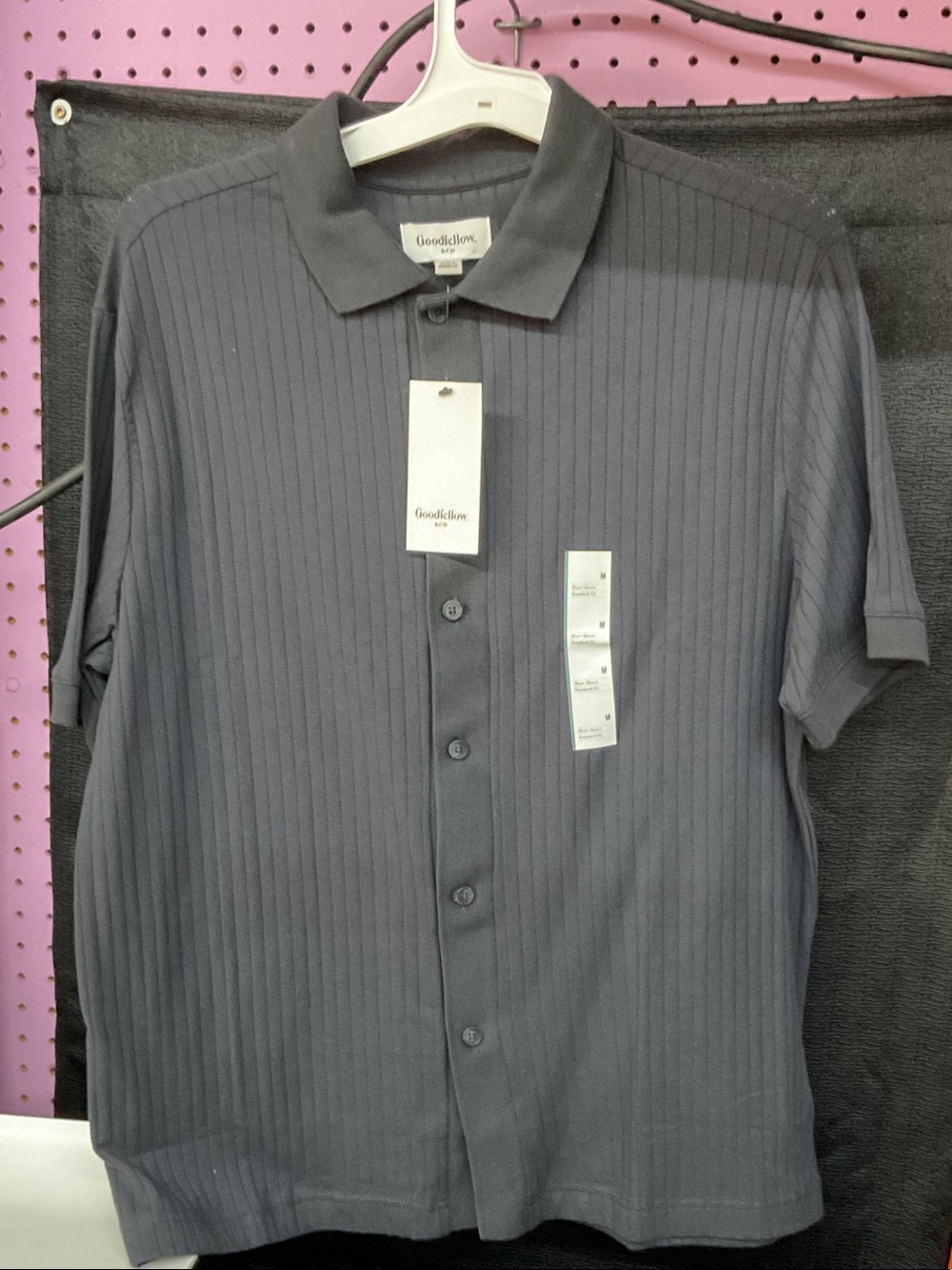 Goodfellow & Co Charcoal Ribbed Short-Sleeve Polo